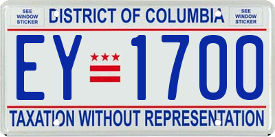 DC license plate EY1700