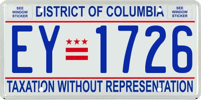 DC license plate EY1726