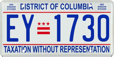 DC license plate EY1730