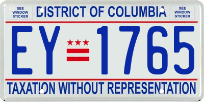 DC license plate EY1765