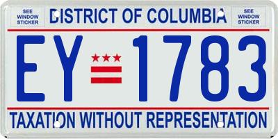 DC license plate EY1783