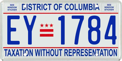DC license plate EY1784