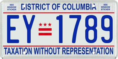 DC license plate EY1789