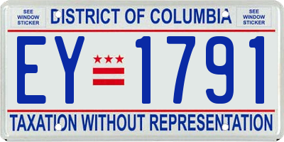 DC license plate EY1791