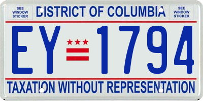 DC license plate EY1794