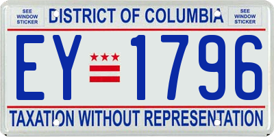 DC license plate EY1796