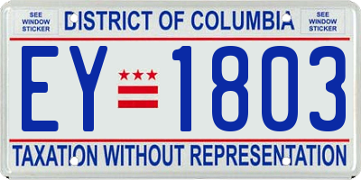 DC license plate EY1803