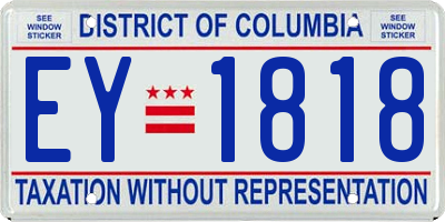 DC license plate EY1818