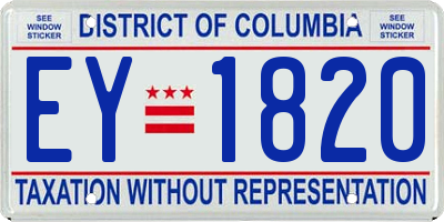 DC license plate EY1820