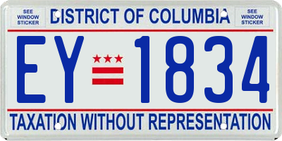 DC license plate EY1834
