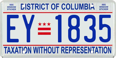 DC license plate EY1835