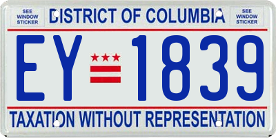 DC license plate EY1839