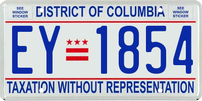 DC license plate EY1854