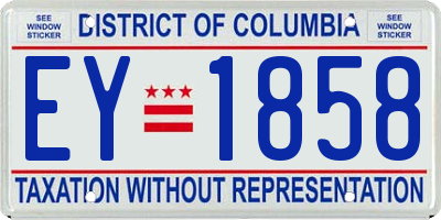 DC license plate EY1858