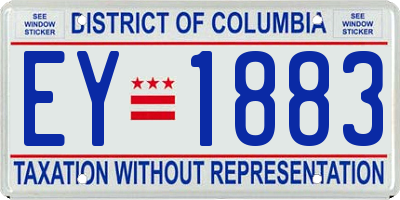 DC license plate EY1883