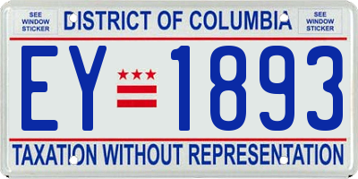DC license plate EY1893