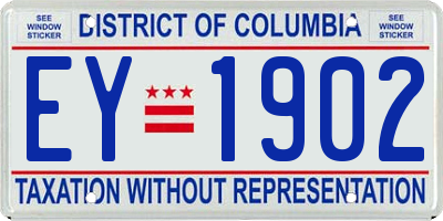 DC license plate EY1902