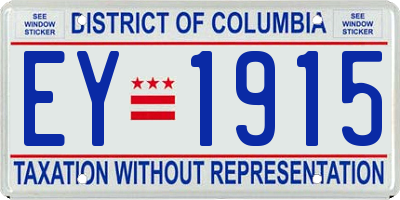 DC license plate EY1915