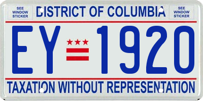 DC license plate EY1920