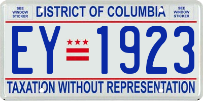 DC license plate EY1923