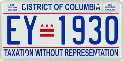 DC license plate EY1930