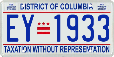 DC license plate EY1933