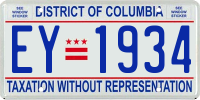 DC license plate EY1934