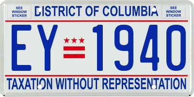 DC license plate EY1940