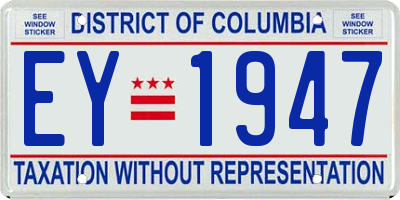 DC license plate EY1947