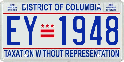 DC license plate EY1948