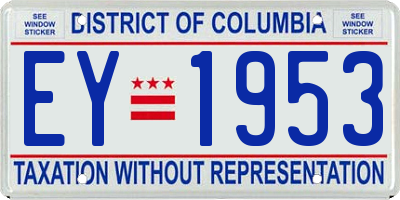 DC license plate EY1953