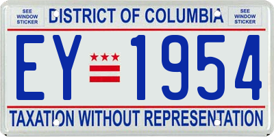 DC license plate EY1954