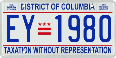 DC license plate EY1980