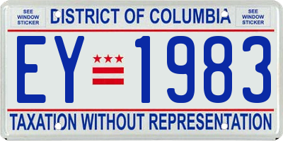 DC license plate EY1983