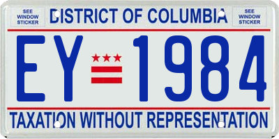 DC license plate EY1984