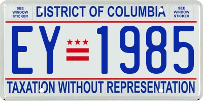 DC license plate EY1985