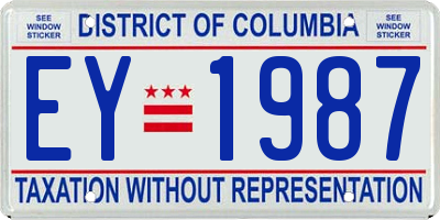 DC license plate EY1987