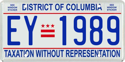 DC license plate EY1989