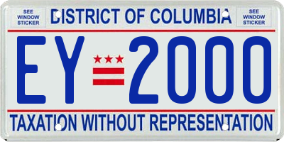 DC license plate EY2000