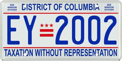 DC license plate EY2002