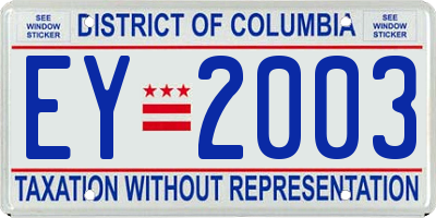 DC license plate EY2003