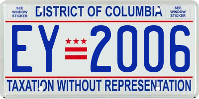 DC license plate EY2006