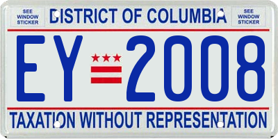 DC license plate EY2008