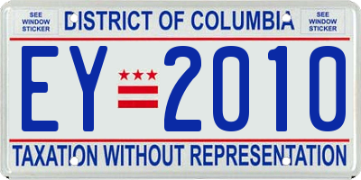 DC license plate EY2010