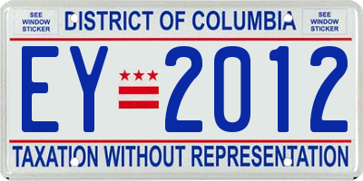 DC license plate EY2012