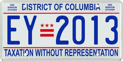 DC license plate EY2013