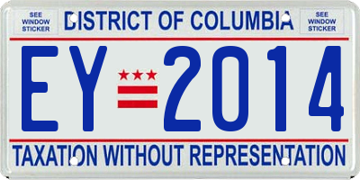 DC license plate EY2014