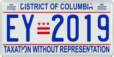 DC license plate EY2019