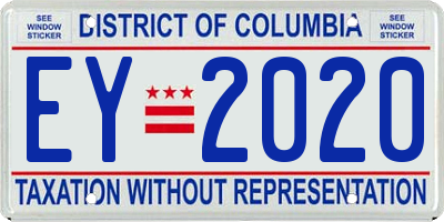 DC license plate EY2020