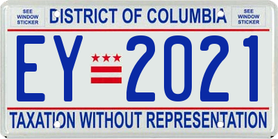 DC license plate EY2021